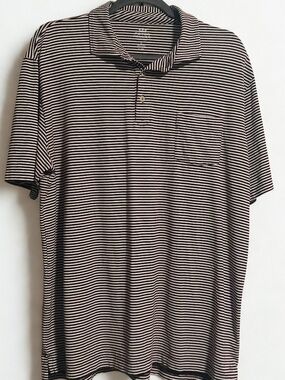 Peter Millar Crown Crafted Striped Golf Polo Shirt Size L Burgundy White Cotton